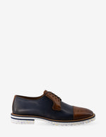 Blucher en piel color azul y café para hombre