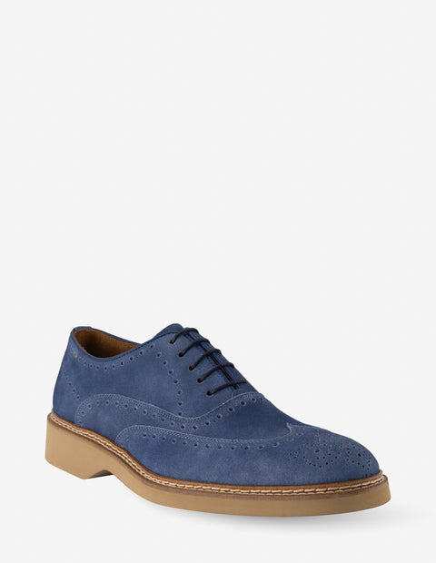 Oxford en piel ante color azul para hombre