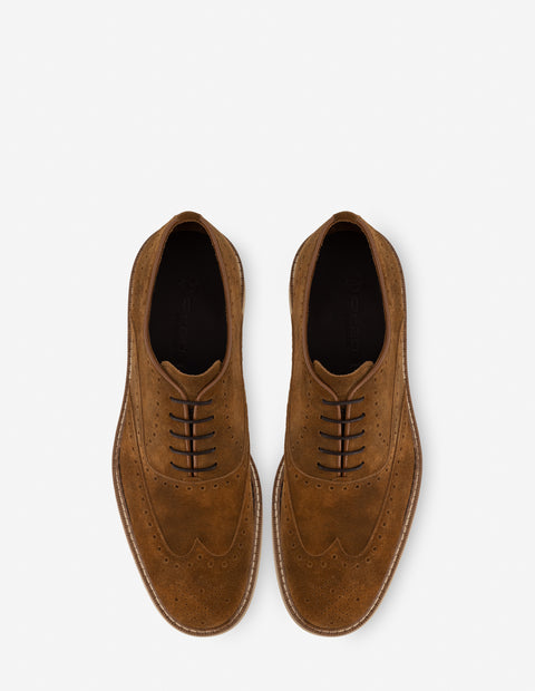 Oxford en piel ante color cuero para hombre