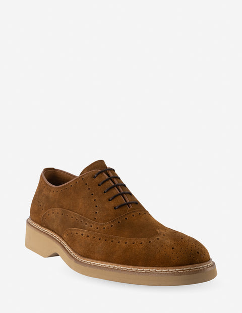 Oxford en piel ante color cuero para hombre