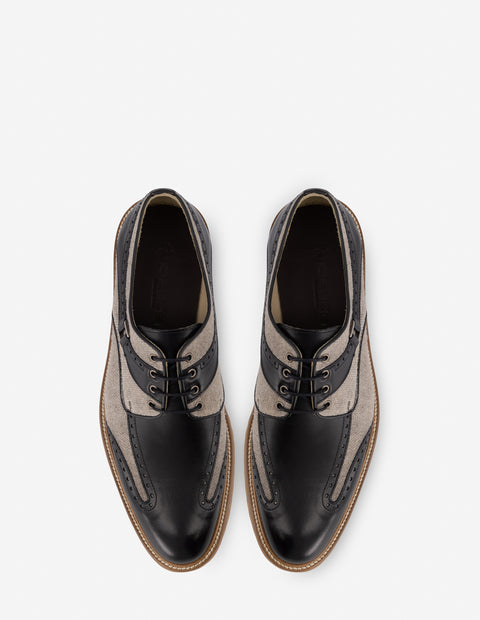 Blucher en piel y textil color negro para hombre