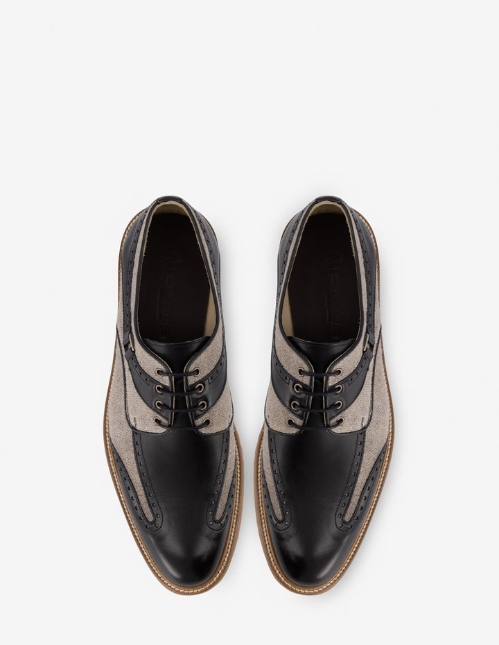 Blucher en piel y textil color negro para hombre