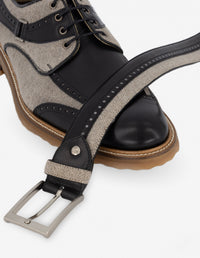 Blucher en piel y textil color negro para hombre