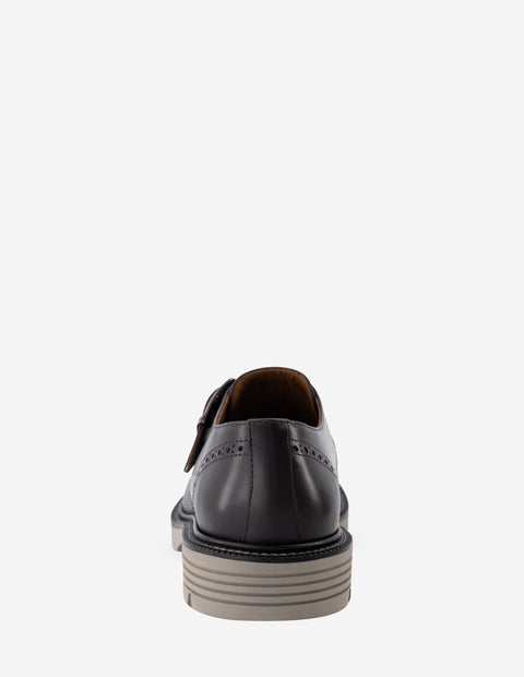 Monk en piel color gris con picado María para hombre