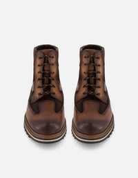 Botines color cafe piel para hombre con combinación de materiales