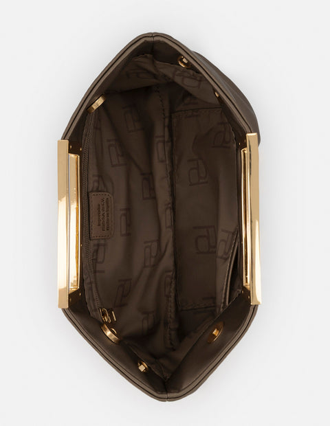 Clutch oro vegano para mujer con maxiasa metálica