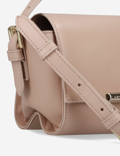 Bolso bandolera en piel napa color nude