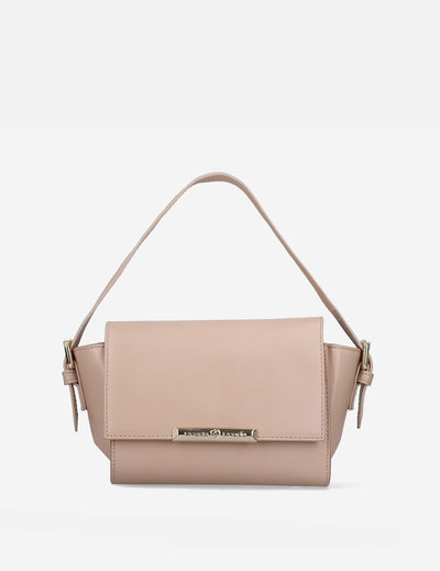 Bolso bandolera en piel napa color nude