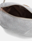Bolso clutch en textil color plata metalizado