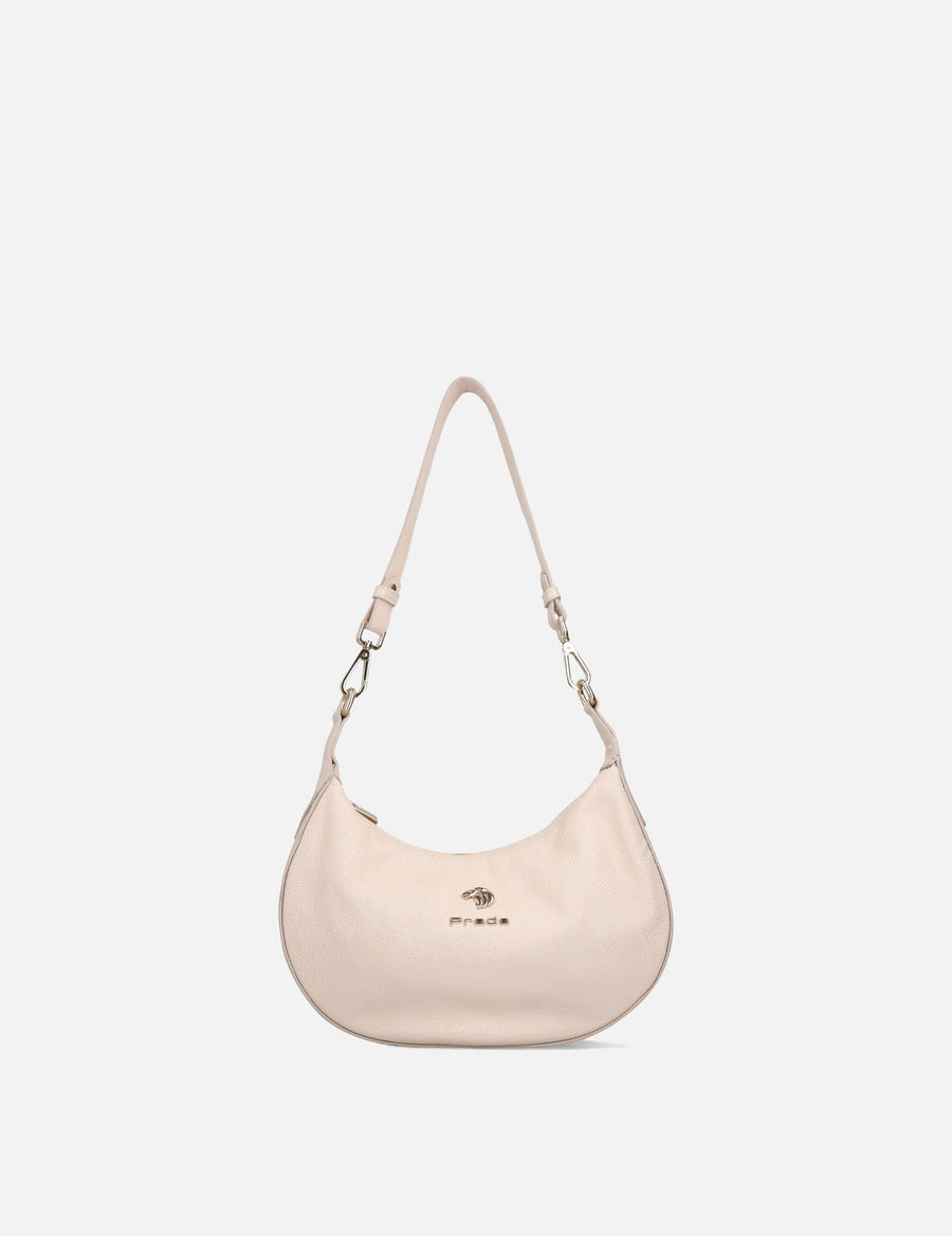 Bolso media Luna en piel charol papiro logo prada Mx