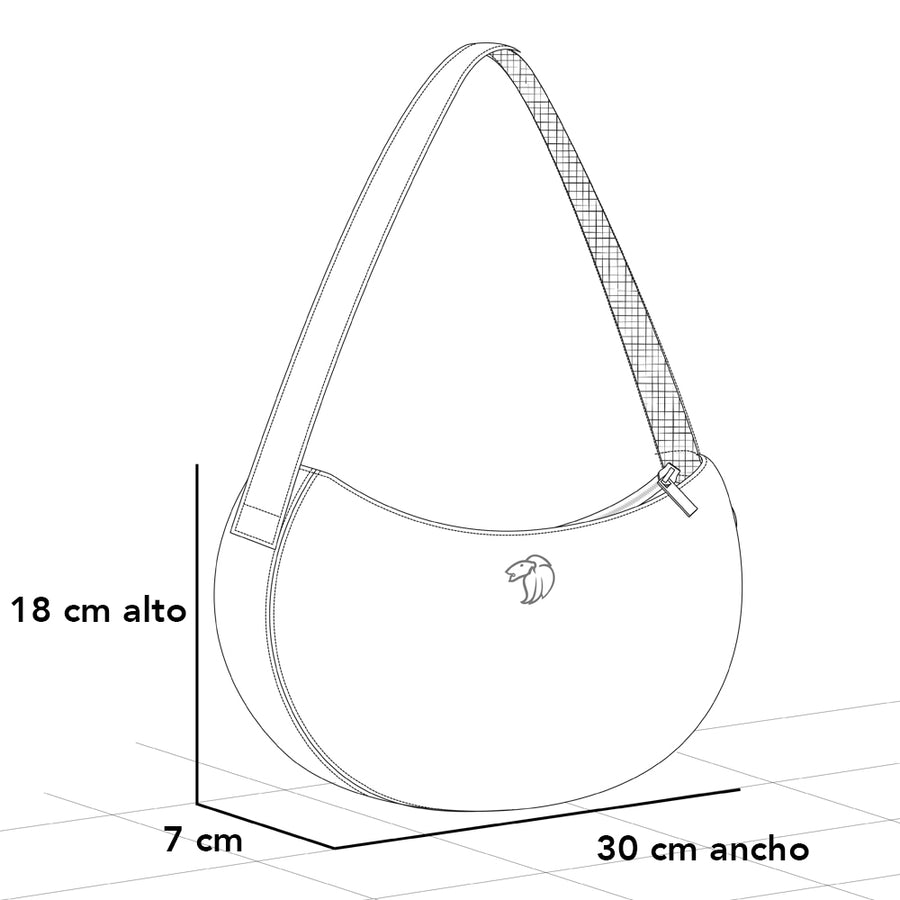 Bolso media Luna en piel charol papiro logo prada Mx