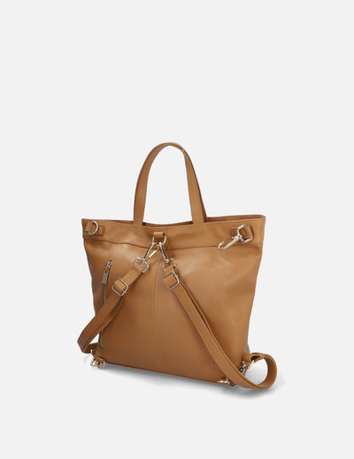 Bolso de hombro con amarre multiposiciones color cuero