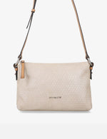 Bandolera en ante grabado tejido color beige