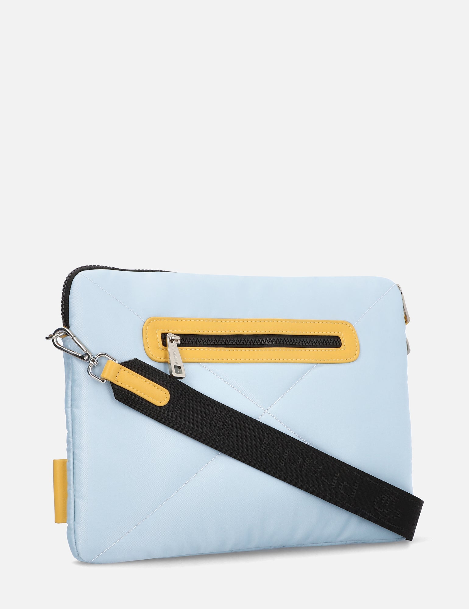Porta laptop bandolera en nylon capitonado color azul