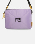 Porta laptop bandolera en nylon capitonado color lila