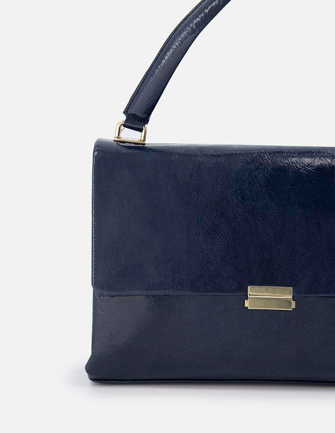 Bolso de hombro en piel charolazulpara mujer