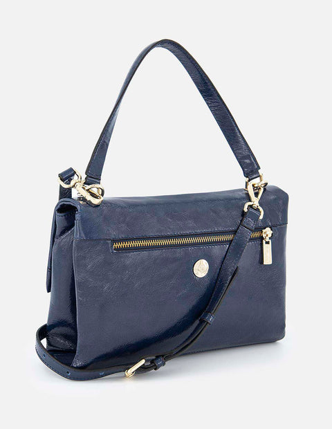 Bolso de hombro en piel charolazulpara mujer