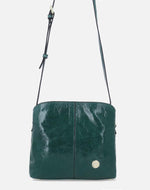 Bolso bandolera en piel charol color verde para mujer