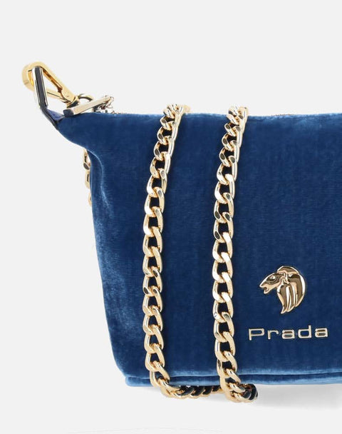 Mini bolso en terciopelo color azul para mujer
