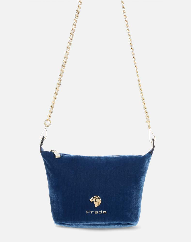 Mini bolso en terciopelo color azul para mujer