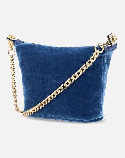 Mini bolso en terciopelo color azul para mujer