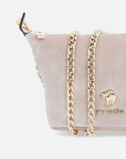 Mini bolso en terciopelo color blanco para mujer