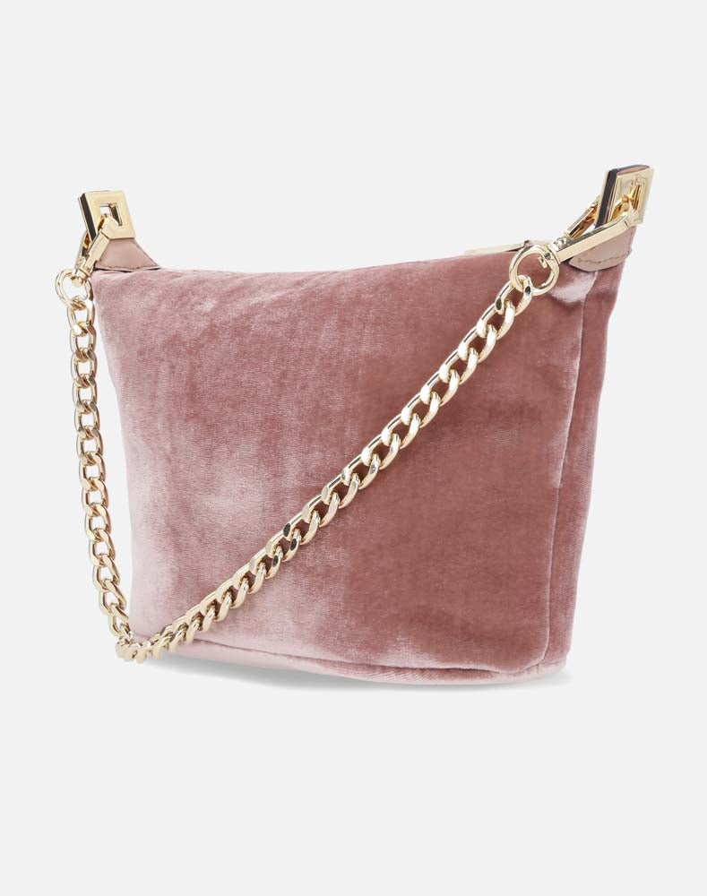 Mini bolso en terciopelo color rosa para mujer