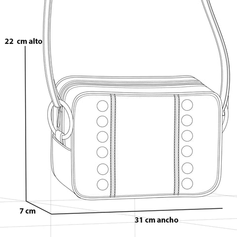 Bolso al hombro en piel color negro y tachas planas para mujer