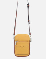 Bolso porta celular en color amarillo con bandolera unisex
