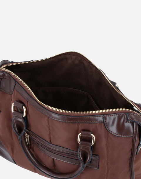 Bolso en textil capitonado color caoba para mujer