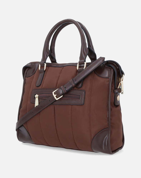 Bolso en textil capitonado color caoba para mujer