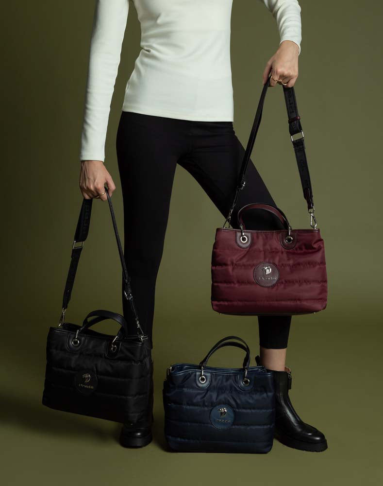 Bolso mini azul logo león prada para mujer