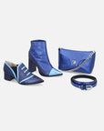 Cinturón Azul piel metalizada para Mujer