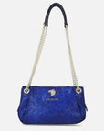 Mini bolso de piel metalizada color azul  para mujer