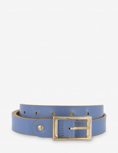 Cinturón reversible en piel florantik azul y amarillo para mujer