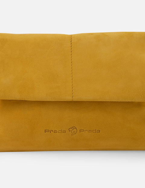 Bolso bandolera de ante en color mostaza para mujer