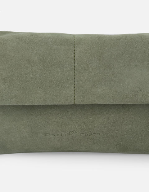 Bolso bandolera de ante en color verde para mujer