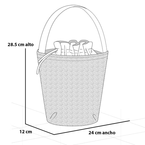 Bolso tipo cubeta en rafia color arena para mujer