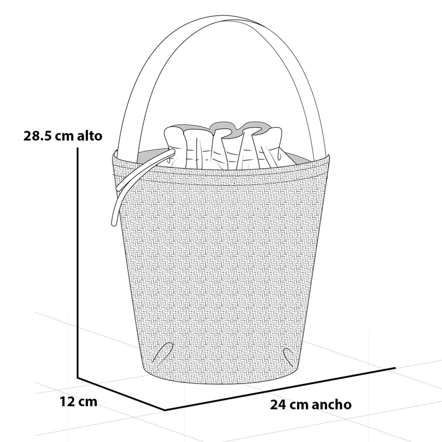 Bolso tipo cubeta en rafia color arena para mujer