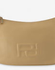 Bolso bandolera con grabado “Pd” en piel color arena para mujer