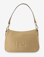 Bolso bandolera con grabado “Pd” en piel color arena para mujer