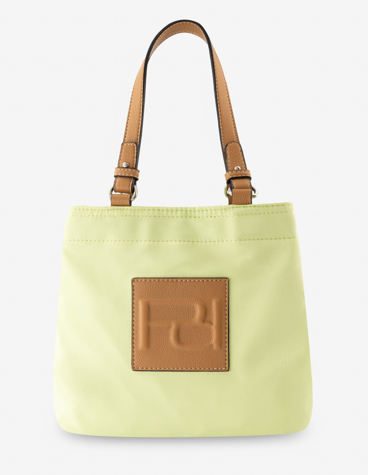 Bolso de mano en nylon color verde con letras Pd para mujer