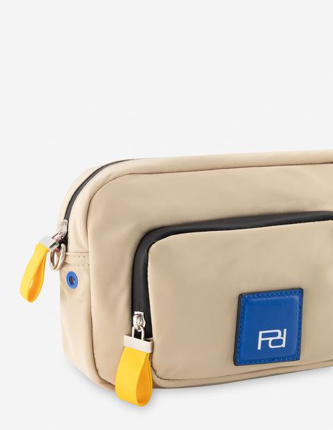 Bolso bandolera en nylon color arena para mujer