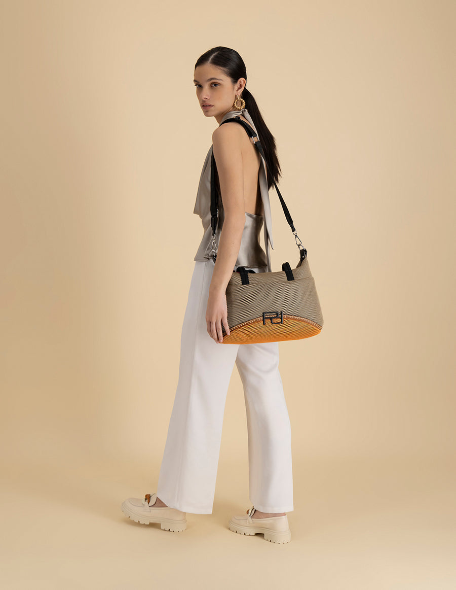 Bolso shopper en textil tipo malla para mujer