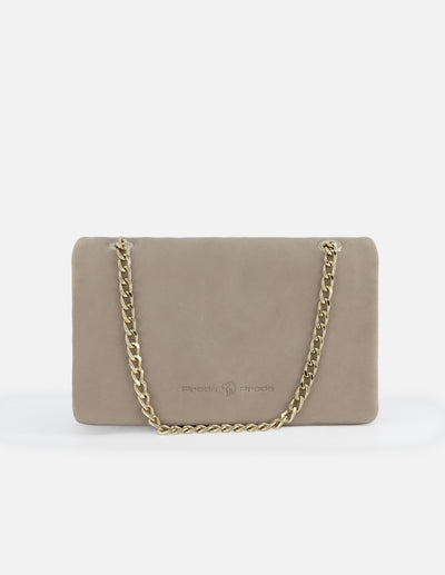 Bolso bandolera de piel ante color beige para mujer
