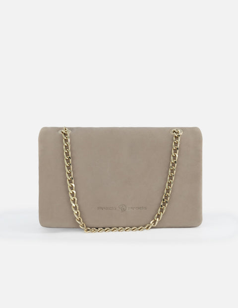 Bolso bandolera de piel ante color beige para mujer