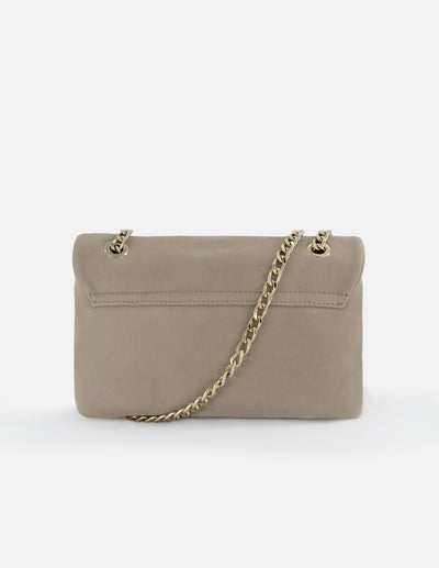Bolso bandolera de piel ante color beige para mujer