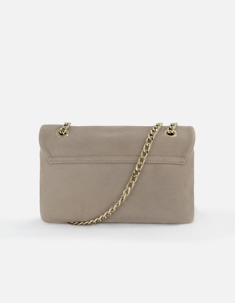 Bolso bandolera de piel ante color beige para mujer