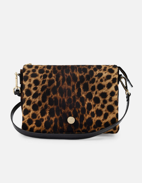 Bolso bandolera de textil animal print para mujer