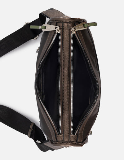 Bandolera en textil color caoba para mujer con detalle Pd